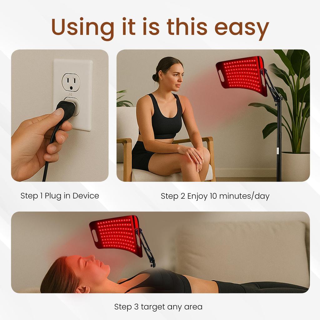 Mvolo Stellar Beam - Lampa na podczerwień - Terapia podczerwienią - Terapia czerwonym światłem - na Mięśnie, Skórę, Stawy i Przeziębienia - Bez Ciepła