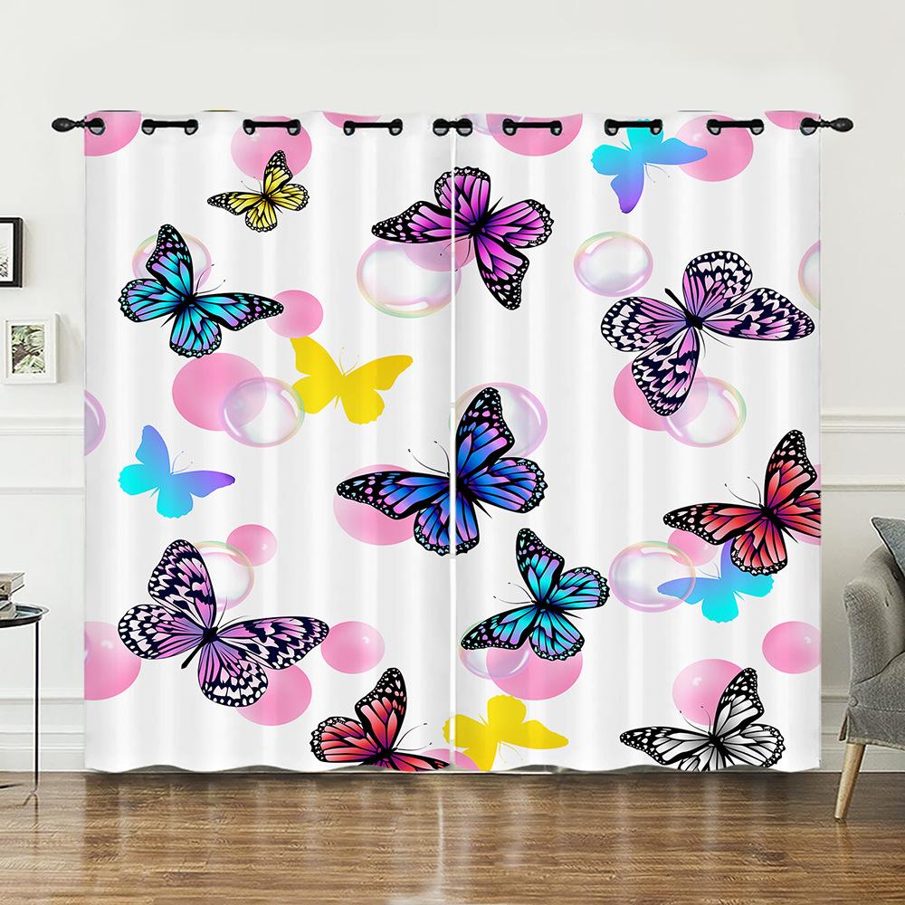 Curtains Butterfly Pattern Curtains Bedroom Living Room Universal Digital Printing Blackout Curtains