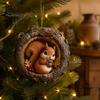 Acrylic Animal Ornaments Tree Hole Ornament, Owl Fox Raccoon Bird Hedgedog Holiday Decor Pendant Squirrel Pinecone Pendant, Seasonal Hanging