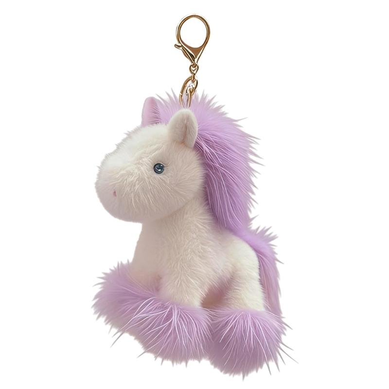 Adorable Horse Plush Keychain Soft PP Cotton Cute Stuffed Animal Toy Bag Hanging Decoration For Girls Gift