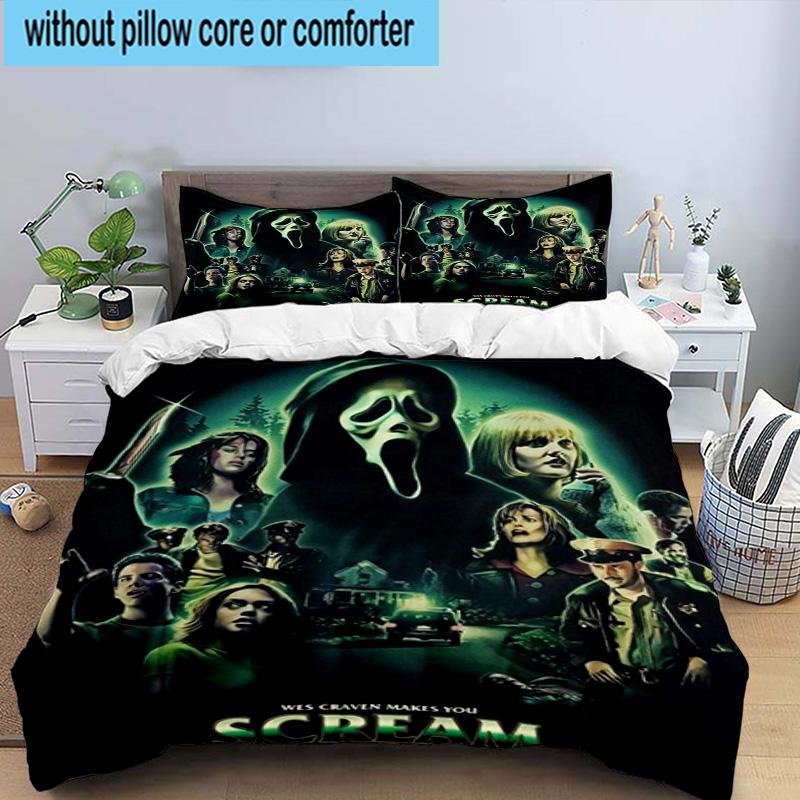 3PCS Scr-eam Horror Movie 3pcs Bedding,Including 3PCS Duvet Cover And 2pcs Pillowcases Perfect for Christmas,Ideal for Bedroom, Dormitory