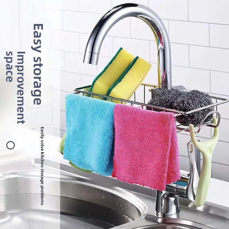 Sink Rack for Holding Items, Water Drain Storage Shelf, Kitchen Sink Drain Basket, Drain Rack for Drying Cloths, Hole-free Rack for Drying Towels