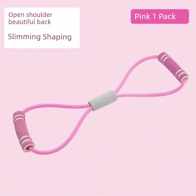 

8-Word Tension Device Women Open Back Elastic Band Tension Rope Home Fitness Yoga Stretch Stretch Stretch Back Back Practice Back Artifact Plain-Pink