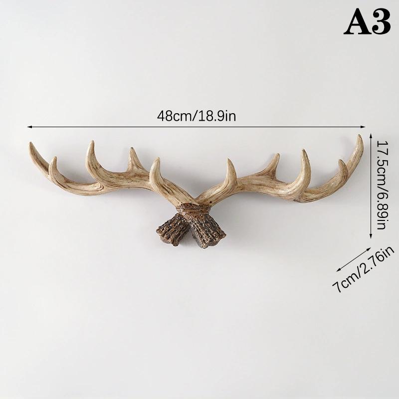Nordic Vintage Deer Horn Decorative Hook Wall Hanging Clothes And Hats Hook High-End Living Room Decor Antler Resin Statue Craft