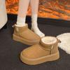 Europäische und amerikanische einfarbige Schneestiefel mit dicker Sohle für Damen Winter 2025 neue Samt-verdickte rutschfeste Schneestiefel Nordöstliche warme Baumwollschuhe