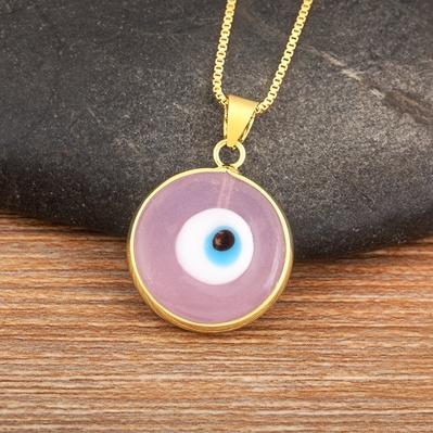 

Nidin Fashion Lucky Turkish Evil Eye Pendant Necklace Round Shape 7 Colors Choice For Women Men Fine DIY Jewelry collar Gift