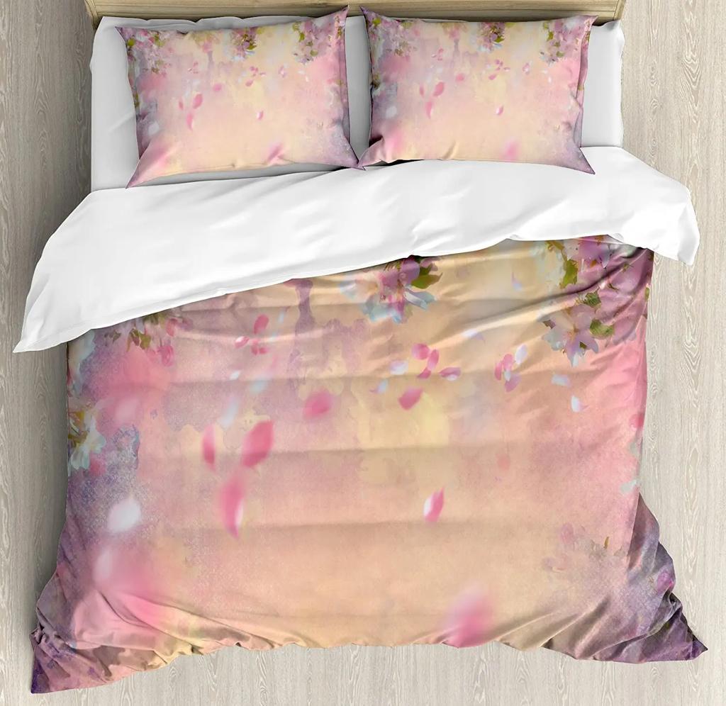 Japanese Bedding Set For Bedroom Bed Home Branch Of A Flourishing Sakura Tree Flowers Cher Duvet Cover Quilt Cover Pillowcase