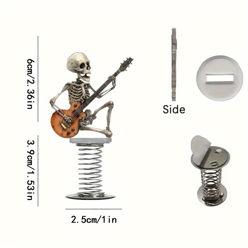 Ozdoba do auta gitara lebka v rockovom štýle, kreatívna dekorácia s pružinovým kývaním Kreatívny doplnok na palubnú dosku do interiéru auta