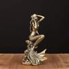 1Pc Mini Brass Mermaid Figurine Fairy Tale Character Mermaid Princess Statue Creative Home Decor For Girls' Rooms Surprise Gift