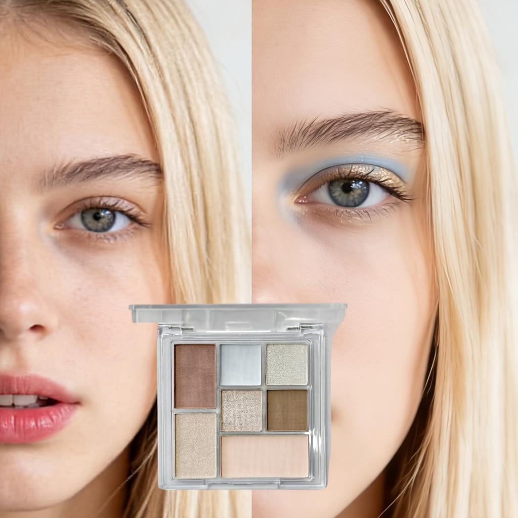 Matte Shimmery Eyeshadow Palette, Nude Brown, Natural Eye Contouring Easy To Use, Portable Versatile Makeup Palette, Daily Commute No Makeup Look