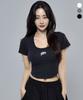 Pijikeolgameoncheu P5049 Women'S U-Neck Symbol Crop Short Sleeve [3 Colors]
