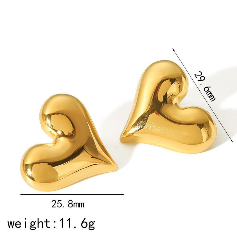 

18k gold stainless steel concave-convex hammer pattern semicircular symmetrical earrings women s exaggerated high-end earrings 18K