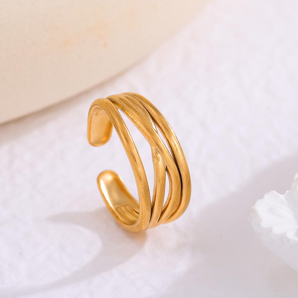 Stainless Steel Minimalist Geometric Open Adjustable Ring for Women
