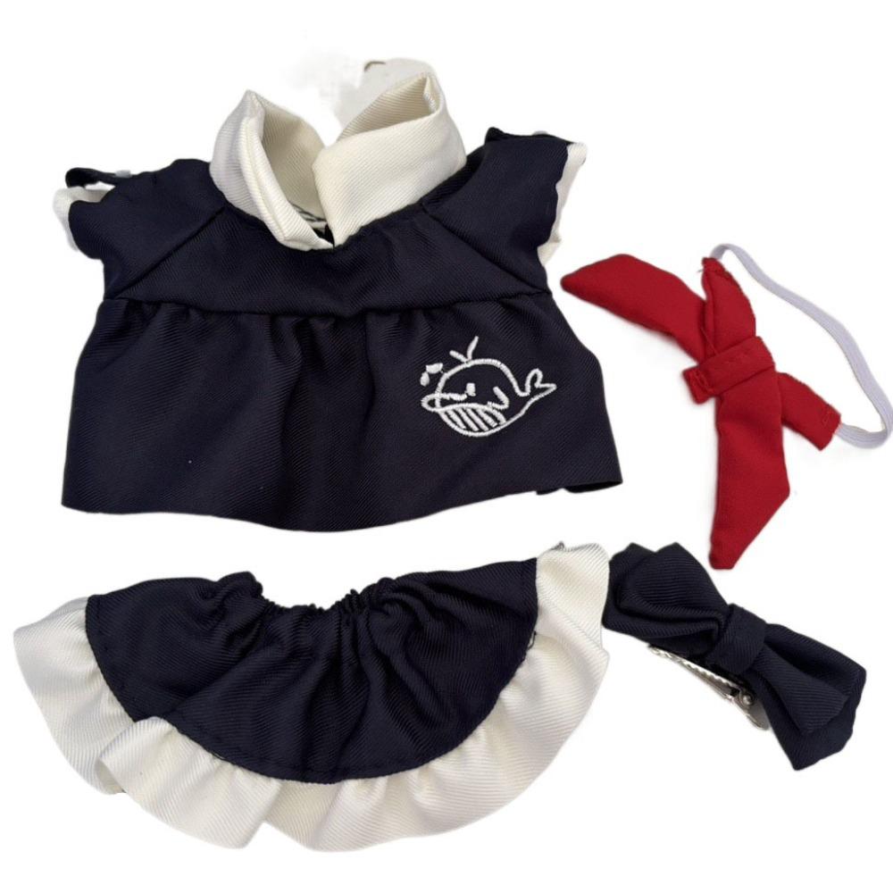 

1 set School Uniform Cotton Doll s Dress Whale Pattern Plush Doll Clothes Children s Gift style 2