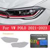 For Volkswagen VW POLO  Accessories 2Pcs Car Headlight Protective Film Headlamp Restoration Transparent Black TPU Sticke
