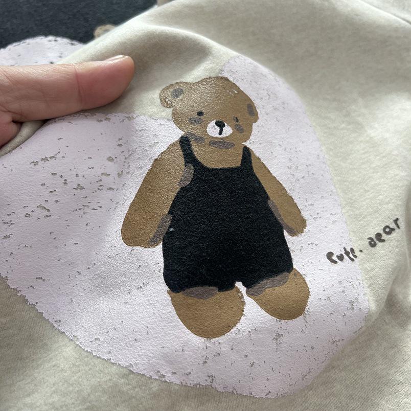 American Cartoon Heart Bear Print Women's Loose Short Sleeve Spring T-shirt