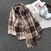 Retro New Plaid Scarf Women's Autumn and Winter Versatile Warm Thickened Imitation Cashmere Shawl Scarf Dual-purpose