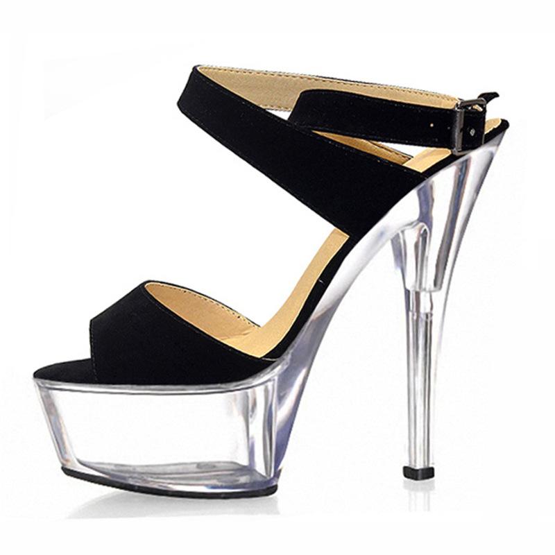 Nianzhe, Your 15cm High-heeled Wristband Shoes, Crystal Heel Frosted Leather Platform Women's Shoes.