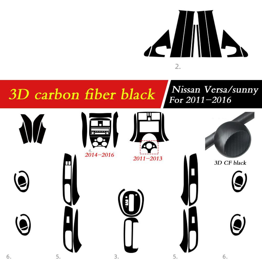 Car-Styling 3D/5D Carbon Fiber Car Interior Center Console Color Change Molding Sticker Decals For Nissan Versa Sunny 2011-2016
