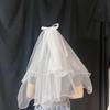 2PCS Exquisite Double Layered Headband Elegant Wedding Gauze Minimalist Bridal Veil  Bridal Shower