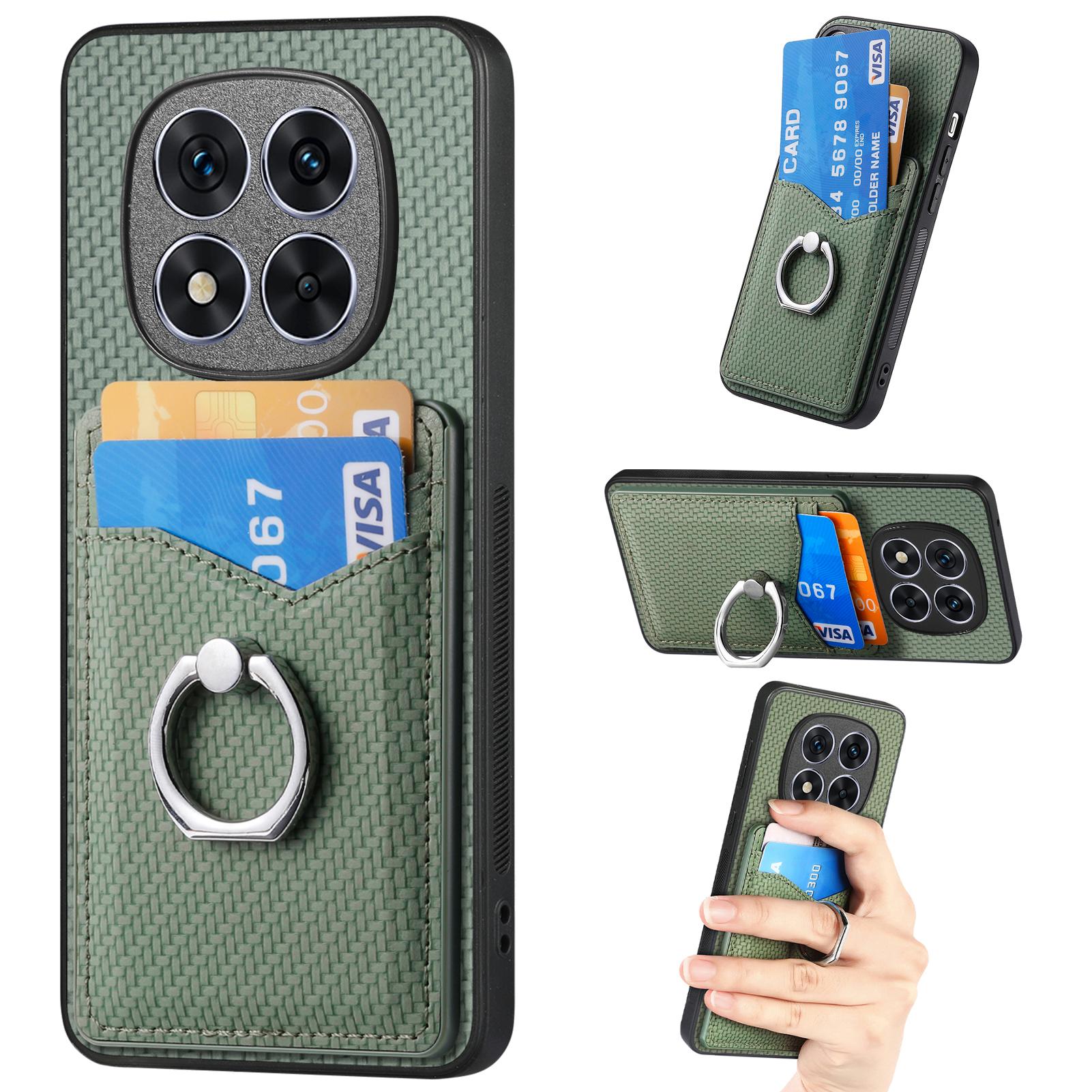 

For Xiaomi Redmi Note 14 Pro 5G/Poco X7 5G Case Card Slots Ring Holder Kickstand Phone Cover Green