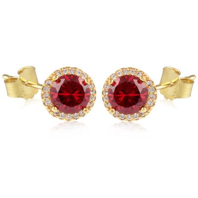 [Q2652] – Vergoldete Ohrringe „Sissi“ aus Goldgranatrot – 8 mm