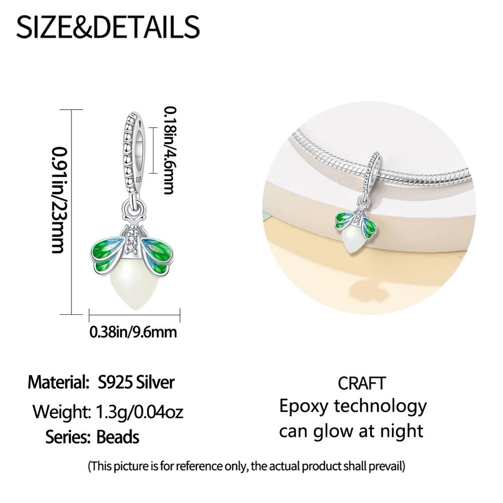 Authentic copper Charm Bead Charms Luxury Luminous Green Firefly Pendant Bead Charms Compatible With Bracelets Diy Women Making Delicate Gift