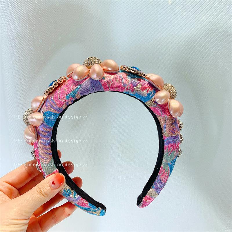 

Блестящая хрустальная повязка на голову, аксессуары для волос для женщин, роскошные дизайнерские повязки для волос с ручной вышивкой бисером, золотой обруч, широкие повязки на голову