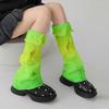 Japanese Style Colorful Knitted Slouch Leg Warmers Irregular Gradient Ripped Cuffed Harajuku Street Style JK Rolled Edge Calf Sleeves