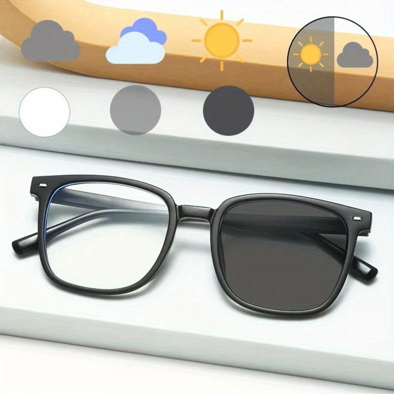 Fashionable Anti Blue Light Glasses Men's and Women's Square Glasses with Color Changing Lenses Casual Style
