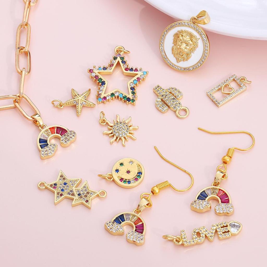 1Pcs Various Style Metal Zircon Pendants For Making DIY Bracelet Necklace Earring Key Chain
