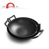 Thickened Cast Iron Double-Handle Wok – No Coating, Flat-Bottom Stew Pot, Healthy Kitchenware, Old-Fashioned Iron Design.