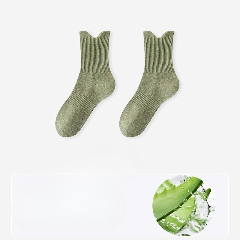 Damen Herbst Reine Baumwolle Aloe Ätherisches Öl Feuchtigkeitsspendend 10A Bakteriostatisch Desodorierend Leichte Sport Baumwollsocken