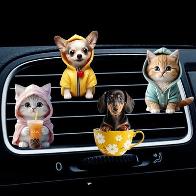 Clip de Ventilation Chat Mignon Dessin Animé 2D Désodorisant de Voiture Sortie d'Air de Climatiseur de Voiture Diffuseur d'Arômes Décoration Intérieure Auto
