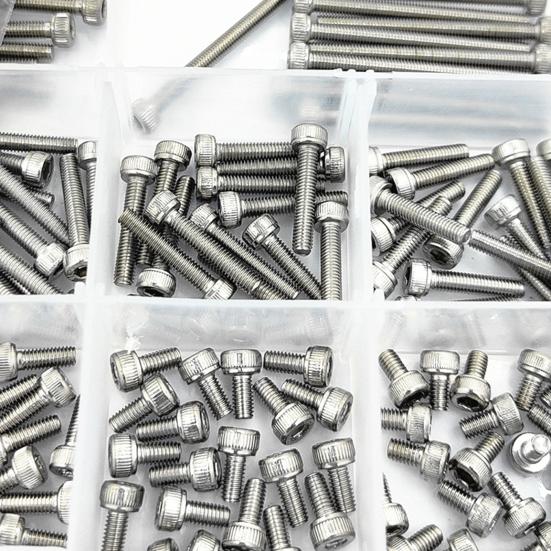 380 stk M3 sekskantet hodehette Skruer Bolter Muttere Rustfritt stål sortimentsett for maskiner