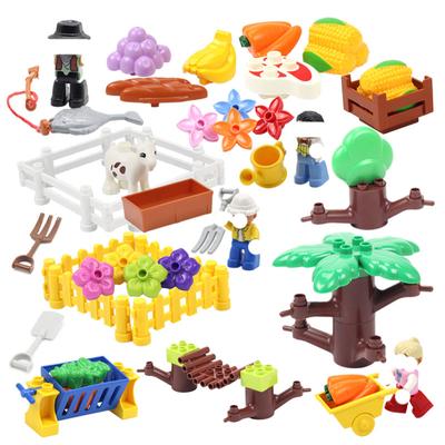 Kompatibel Ziegel Bauernhof Große Bausteine ​​Anlage Dekoration Zubehör Zaun Bäume Gras Obst Set Kinder Montieren Spielzeug Geschenk