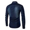 Men's  Casual Fashion Slim Fit Denim Cotton Long Sleeve Shirt Top Blouse