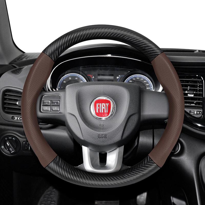 

Suitable for Fiat Breathable Holes Leather Matte Carbon Fiber Texture Steering Wheel Cover Suitable for 500 Grande Punto Evo 169 Ducato Bravo Tipo