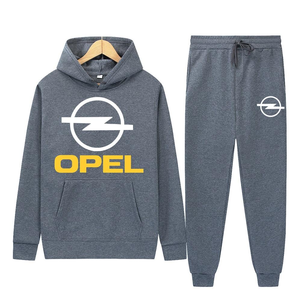 Men's Women 2Pcs Sets Fleece Sweatshirt Hoodies Pants OPEL Car Male Sportswear Tracksuits Unisex Ensemble Homme