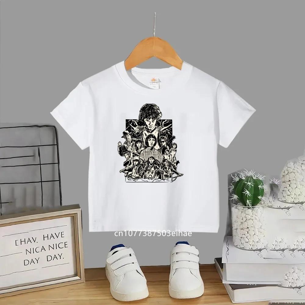 Camisetas de Verano con Estampados de Stranger Things a la Moda, Baratas y Elegantes, Cuello Redondo para Niños y Niñas, Suaves y Modernas para Niños