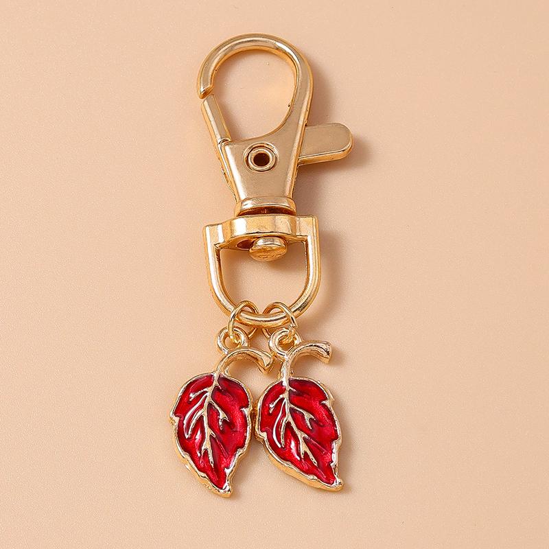 Cute Enamel Maple Leaf Keychain Women Girls Key Ring Pendants for Handbag Decor DIY Handmade Jewelry Gifts