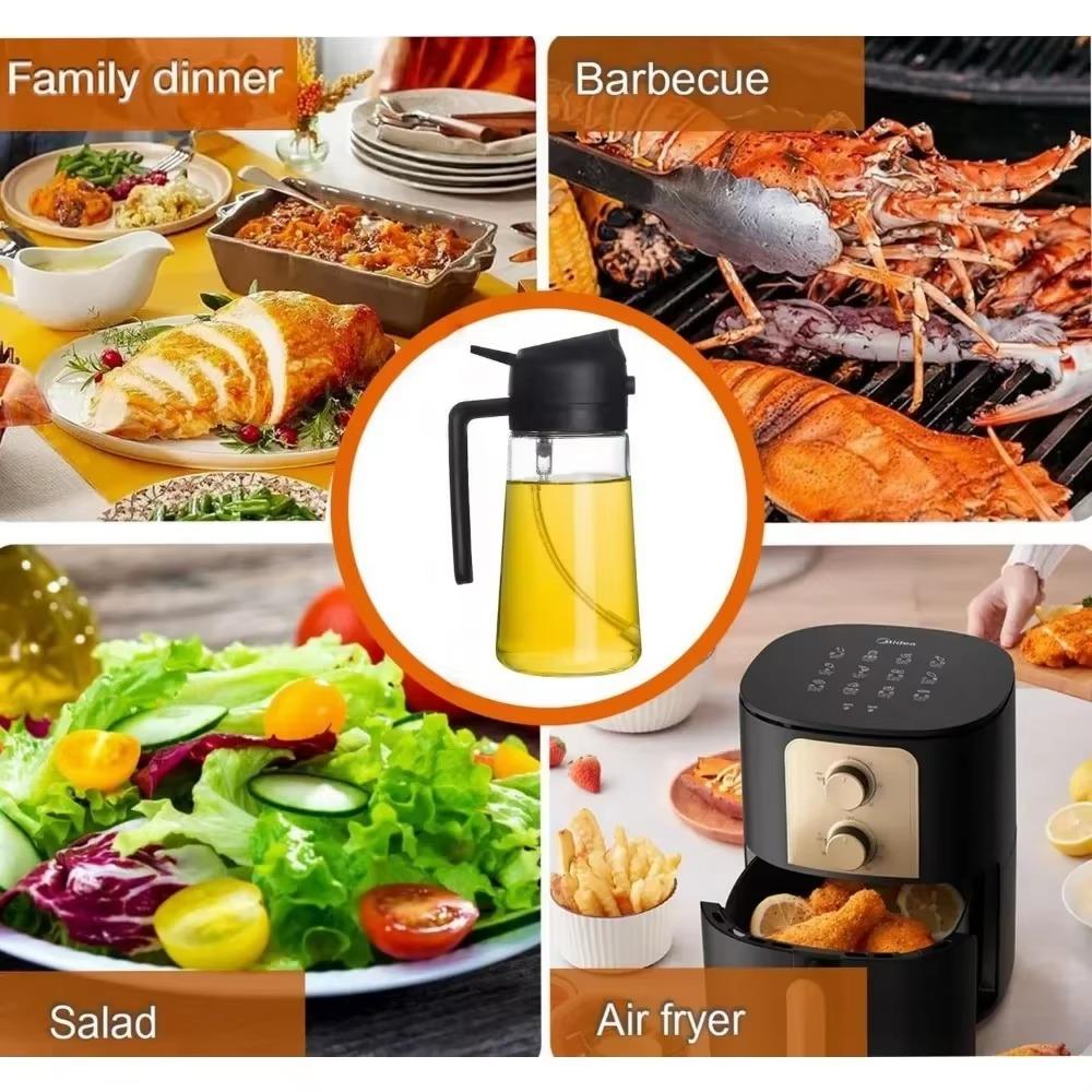 500ml Olive Oil Dispenser Bottle 2in1 Plastic Oil Sprayer for Cooking Oil Spray Tank BBQ Baking Picnic Kitchen Tools for Home