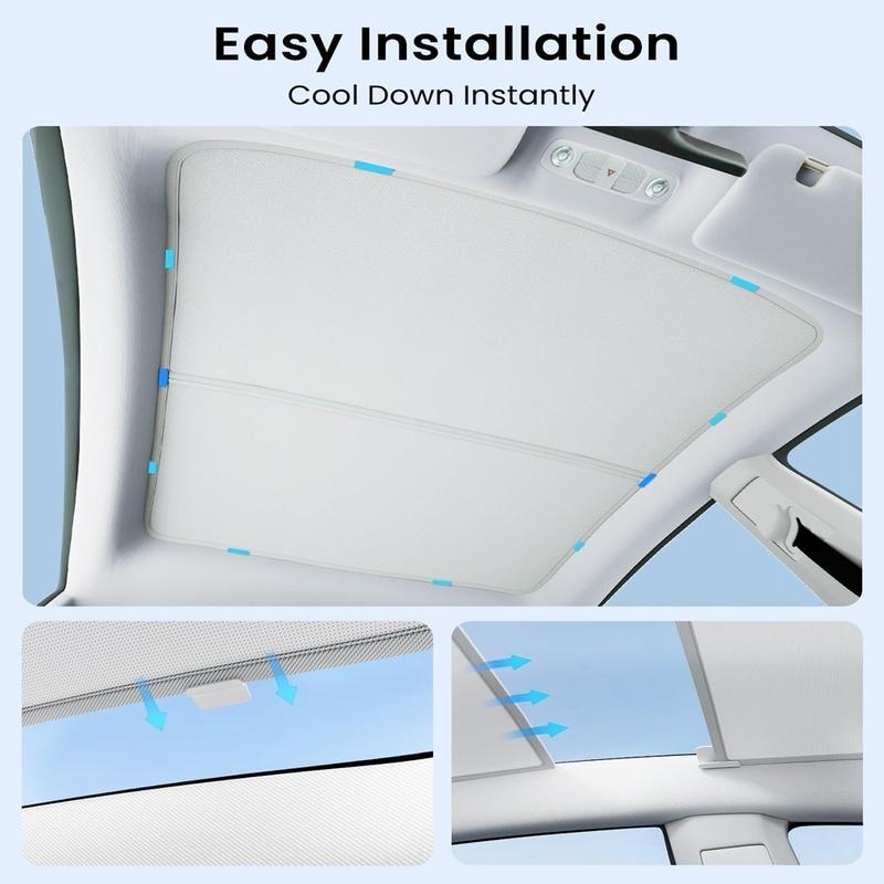 Sun Shades For Tesla Model Y Juniper LAUNCH Model 3 Highland 2025 2026 Ice Cloth Buckle Sun Glass Front Rear Sunroof Skylight