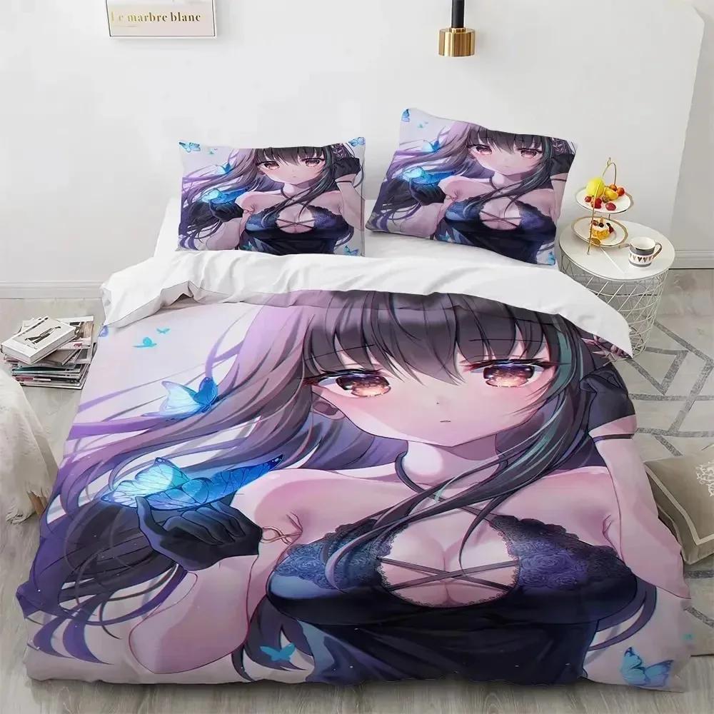 Kawaii Anime Sexy Girl Bedding Set,Duvet Cover Comforter Bed Set Quilt Cover Pillowcase,King Queen Twin Size Boys Girls Adults