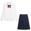 Weißes Langarmshirt in Übergröße für Damen - Abschluss High School Uniform JK Stil Top
