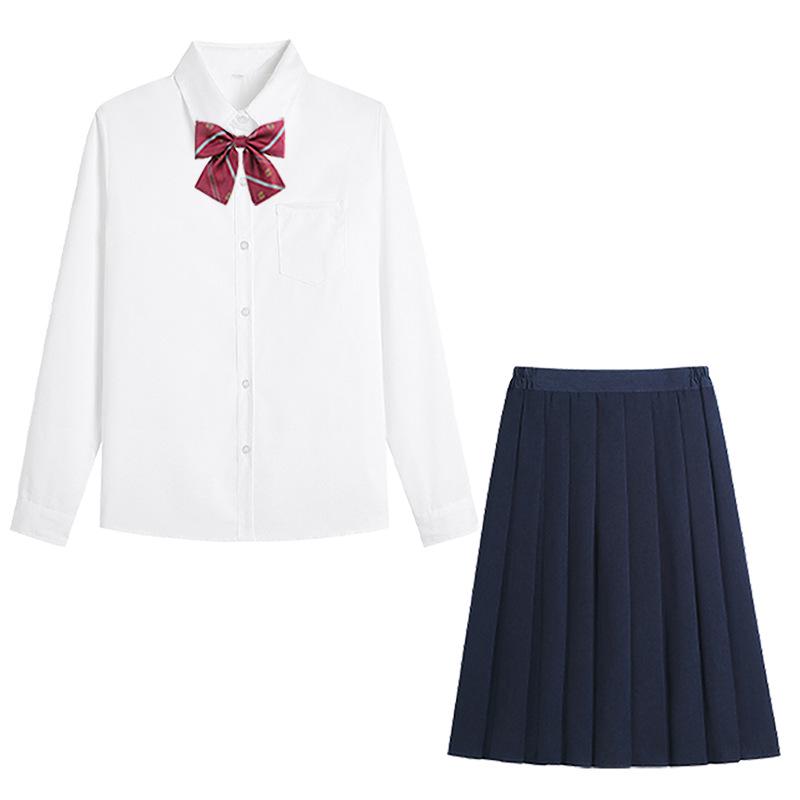 Weißes Langarmshirt in Übergröße für Damen - Abschluss High School Uniform JK Stil Top