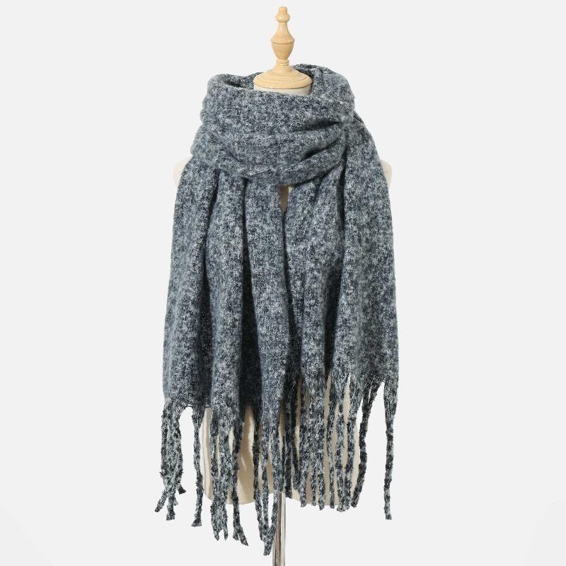 Scarf autumn and winter new women's shawl long tassel thick beard versatile thickened skin-friendly solid color scarf