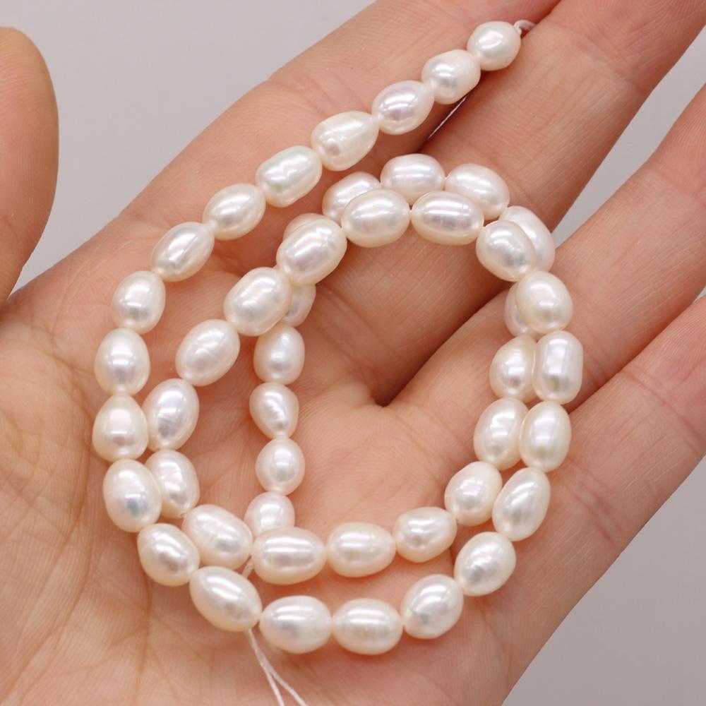 1String, AA Natural Freshwater Pearls, Handcrafted Rice-shaped Pearl Beads for DIY Necklaces, Jewelry Making Supplies 36cm