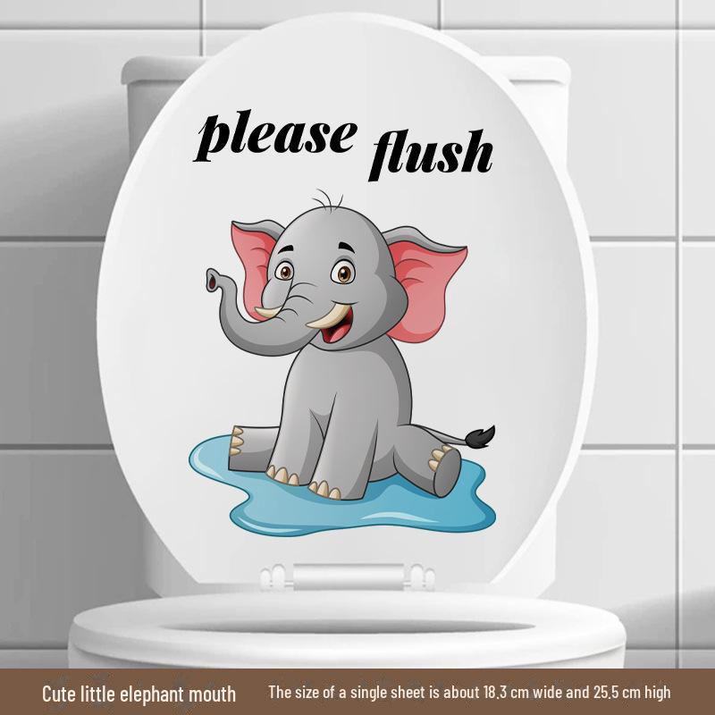 Autocolante de perete impermeabile de baie cu elefanți drăguți de desene animate - Model MT23060