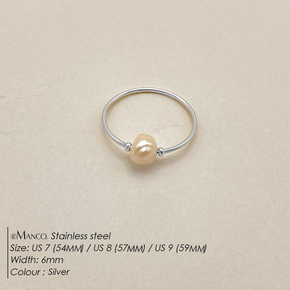 eManco Stainless Steel Boutique Freshwater Pearl Women s Ring High Quality Elegant Wedding Ring Fashion Jewelry Accessories Gift 5